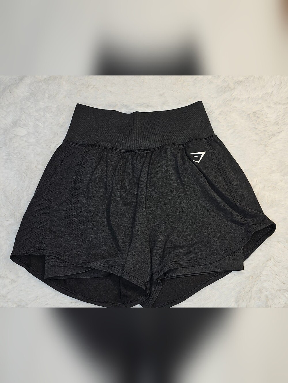 Gymshark Energy+ Seamless 2-in-1 Shorts - Black Marl - Size Medium